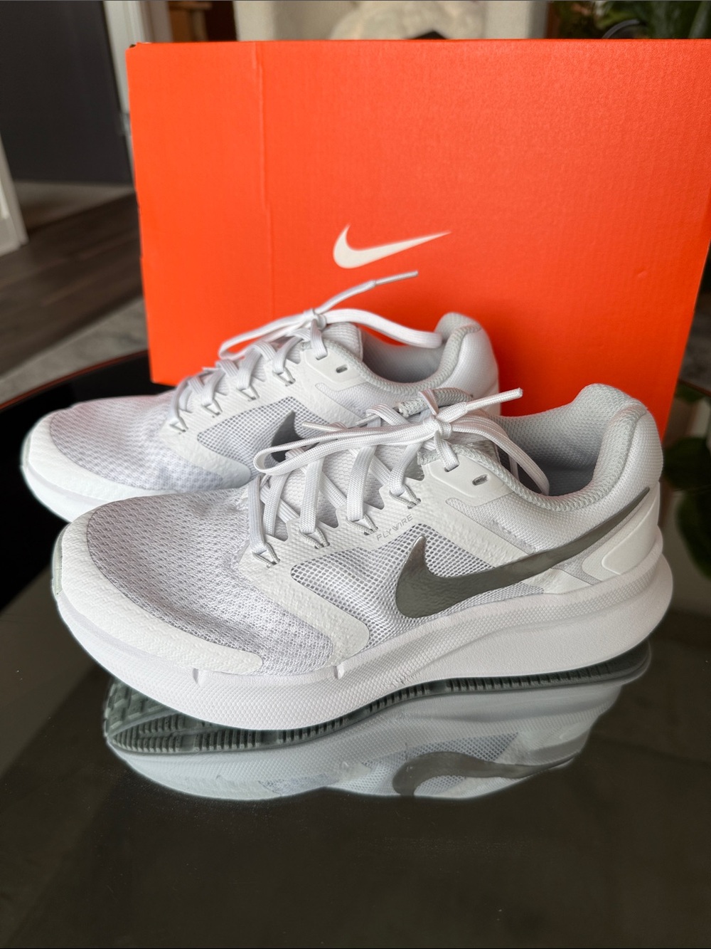 Nike Women’s White Walking Shoes with Grey Swoosh
